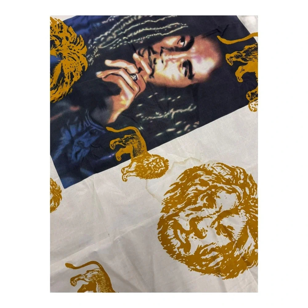 Bob Marley Flag Banner Unisex Large White Gold Good Vintage Lion King of Reggae